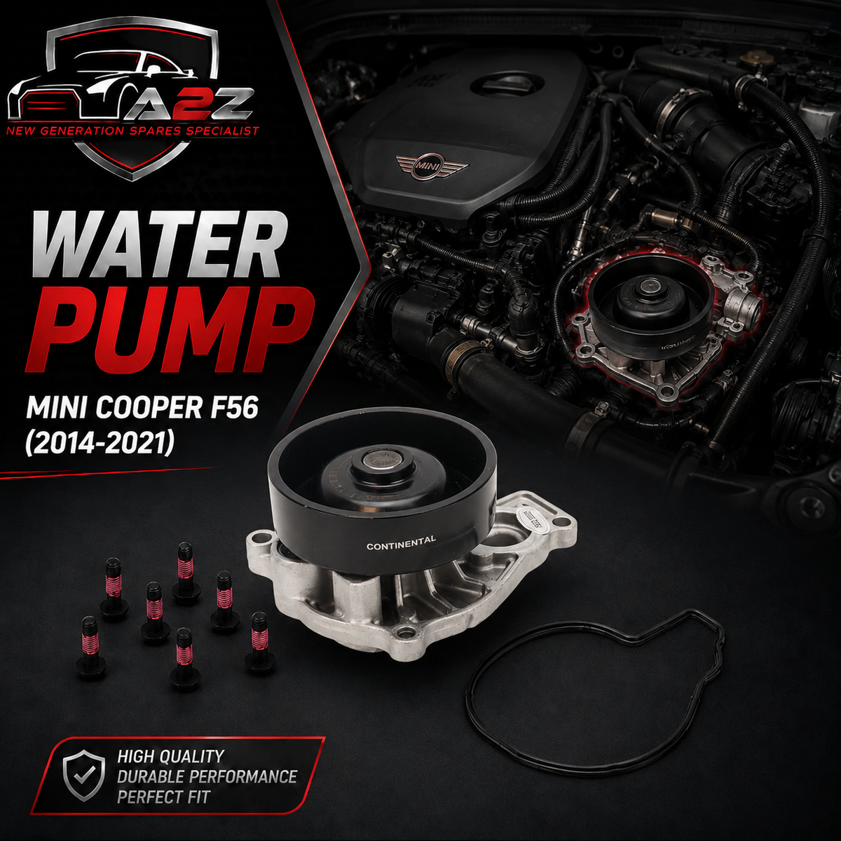 Water Pump WPS3079 11518601366 Compatible With MINI MINI (F56) | MINI / COOPER, MINI CLUBMAN (F54), MINI Convertible (F57) | MINI / COOPER, MINI COUNTRYMAN (F60) (CONTINENTAL)