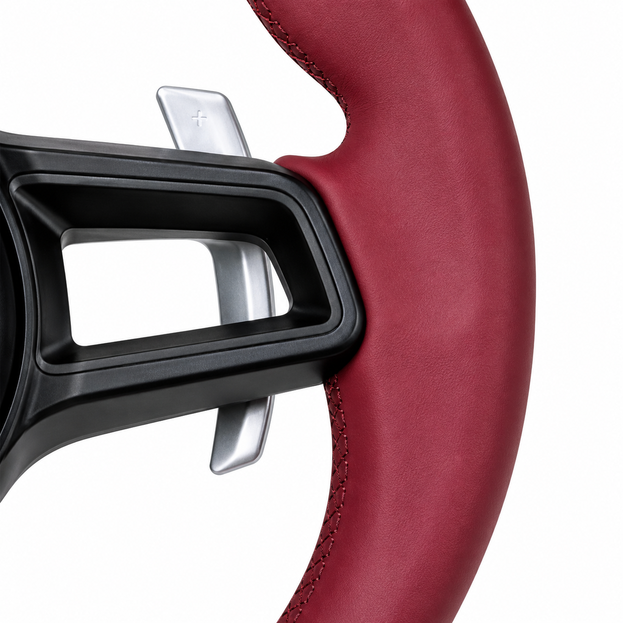 Burgundy Leather Steering Wheel Compatible With Porsche All Models