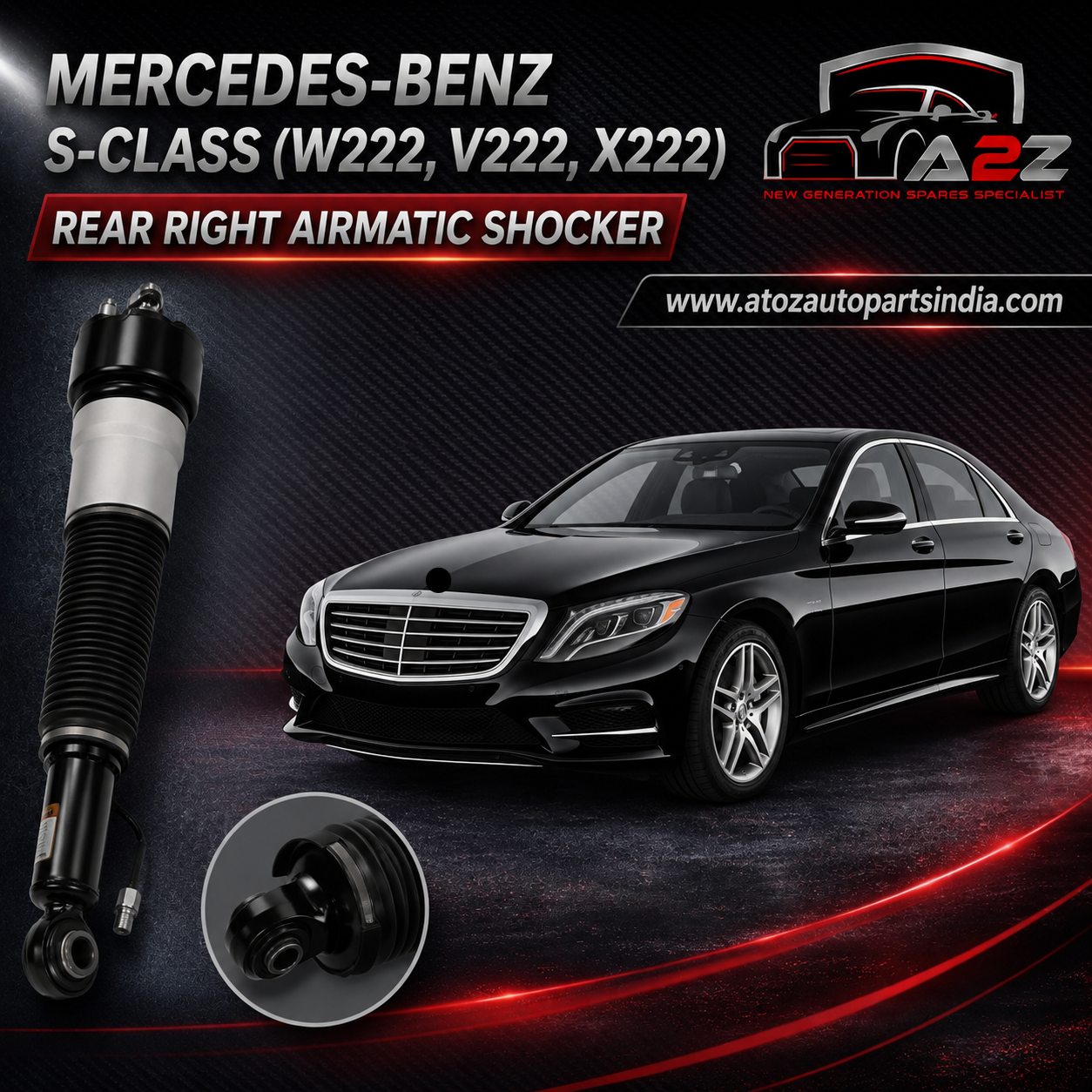 Rear Right Air Suspension Shock Absorber Strut 2223205213 2223207413 2223203000 222320300080 222320300089 222320521380 Compatible With MERCEDES-BENZ S-CLASS (W222, V222, X222) (2014-20)