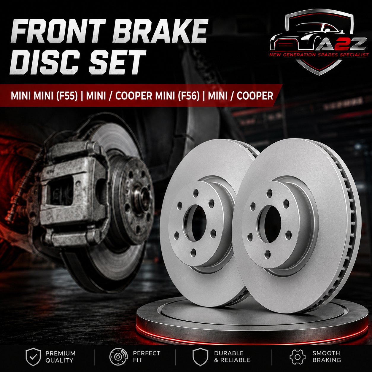 Front Brake Disc Set 34116866295 34116799347 Compatible With MINI MINI (F55) | MINI / COOPER MINI (F56) | MINI / COOPER
