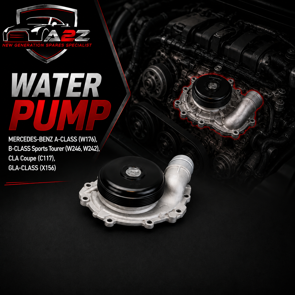 Water Pump WPS3066 Compatible With MERCEDES-BENZ A-CLASS (W176), B-CLASS Sports Tourer (W246, W242), CLA Coupe (C117), GLA-CLASS (X156) (CONTINENTAL)