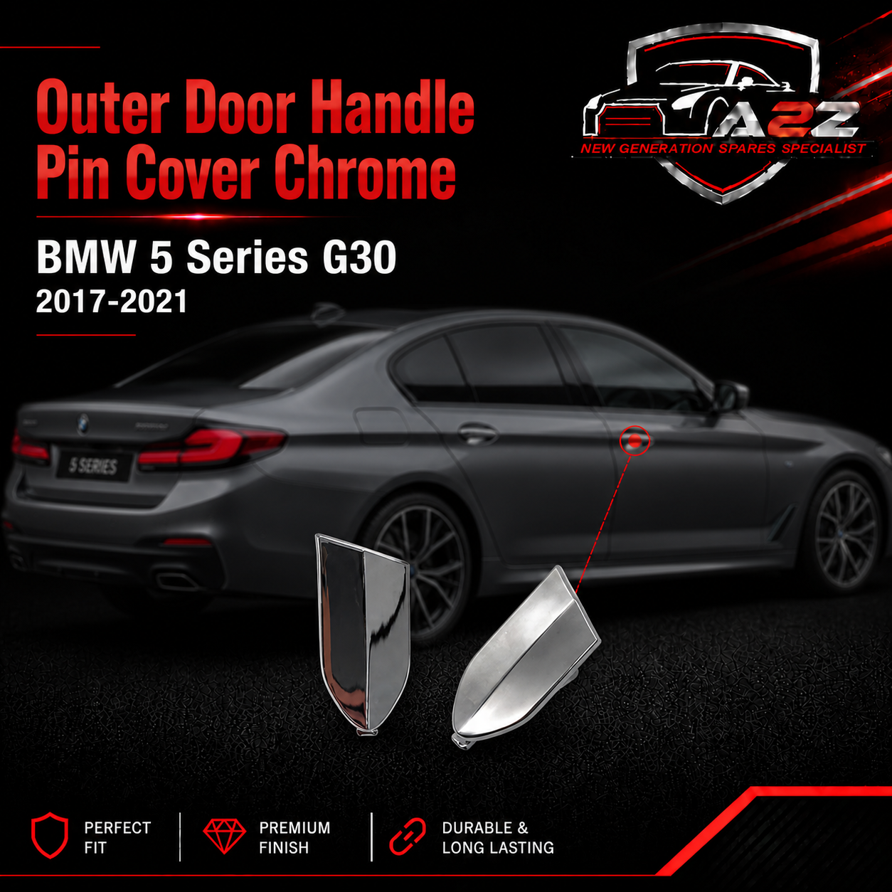 Outer Door Handle Pin Cover Chrome 51217489343 Compatible With BMW 5 Series G30 2017-2021 Tag No.56