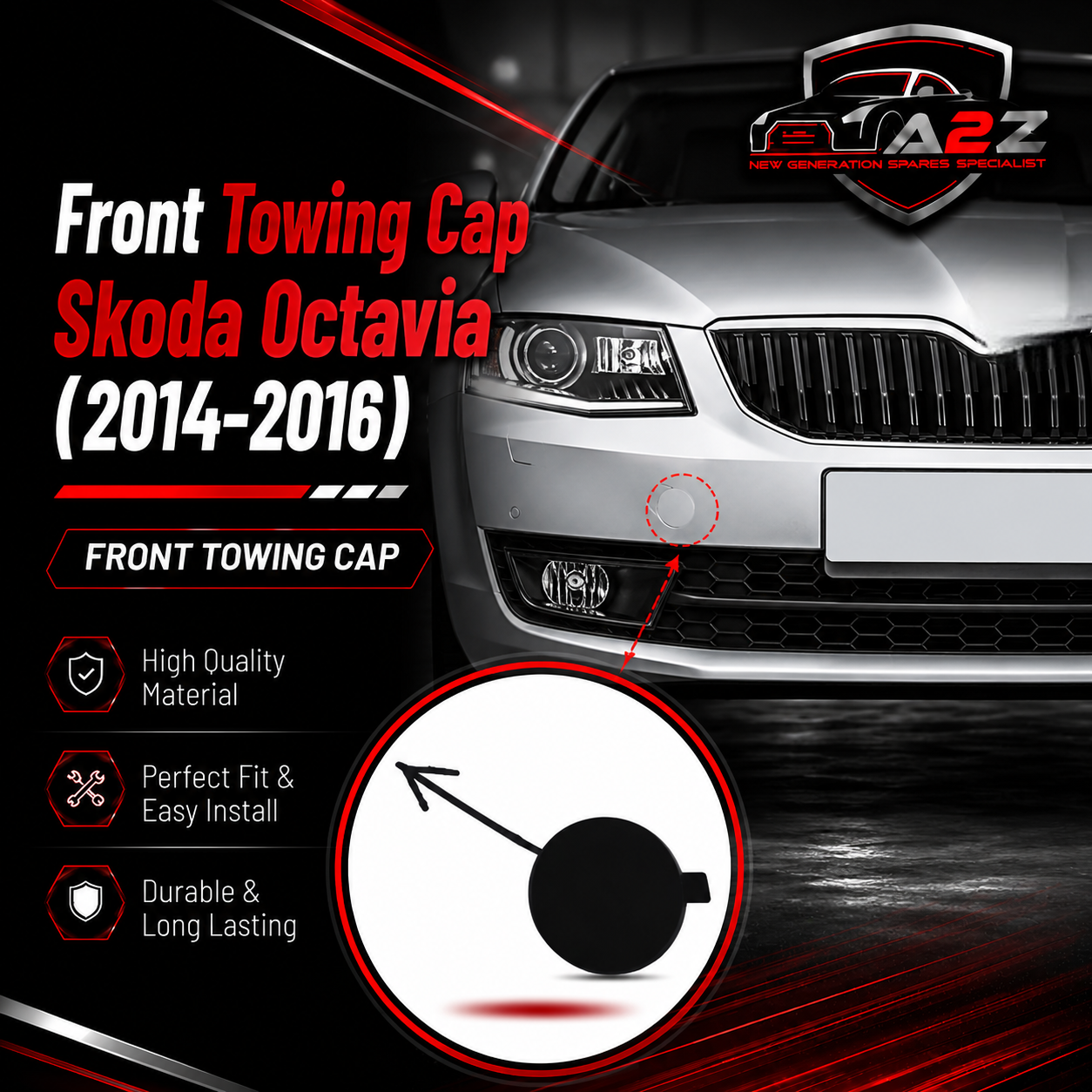 Front Towing Cap 5E0807241 Compatible With Skoda Octavia (2014-2016) Tag No.1053