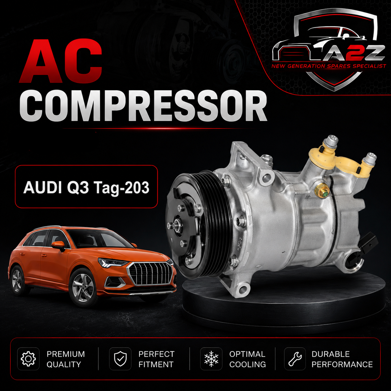 AC Compressor 5K0820803C 1K0820808A 1K0820808AX 1K0820859H 1K0820859J 1K0820859N 1K0820859P 1K0820859T Compatible With AUDI Q3 Tag-203