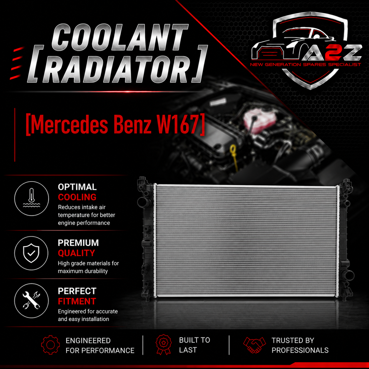 Coolant Radiator 1675006201 Compatible With Mercedes Benz W167