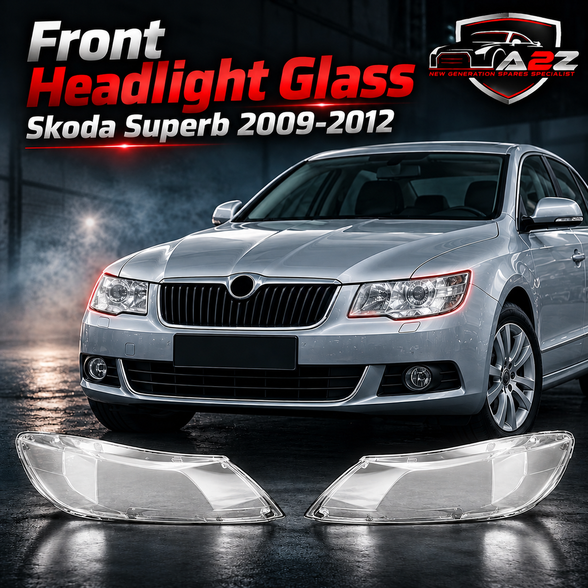 Front Headlight Glass Compatible With Skoda Superb 2009-2012