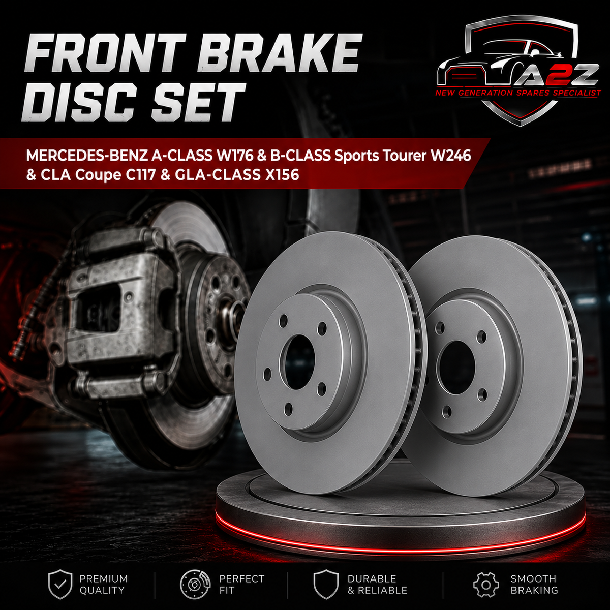 Front Brake Disc Set 2464210112 A2464210112 A246421011207 A2464212412 A246421241207 Compatible With MERCEDES-BENZ A-CLASS W176 & B-CLASS Sports Tourer W246 & CLA Coupe C117 & GLA-CLASS X156