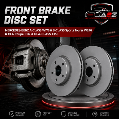 Front Brake Disc Set 2464210112 A2464210112 A246421011207 A2464212412 A246421241207 Compatible With MERCEDES-BENZ A-CLASS W176 & B-CLASS Sports Tourer W246 & CLA Coupe C117 & GLA-CLASS X156