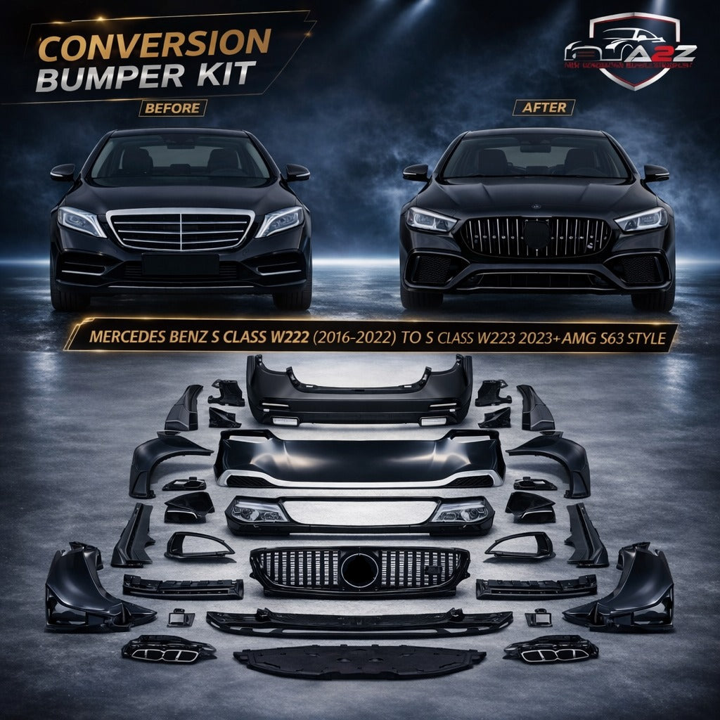 A To Z Compatible With Mercedes Benz S Class W222 (2016-2022) Upgraded Convert Facelift To S Class W223 2023+ Amg S63 Style Body Kit Bumper Headlight Taillight Hood Fender With Door CC-6615 (Shipping Cost Not Included In Price)