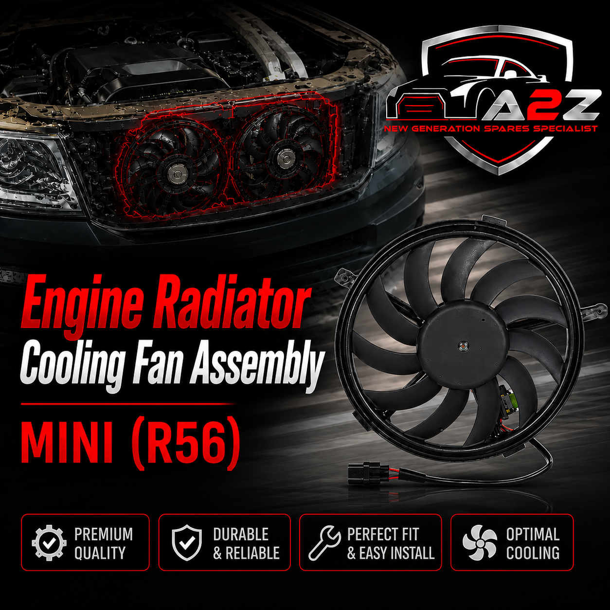 Engine Radiator Cooling Fan Assembly 17422752632 Compatible With MINI (R56)