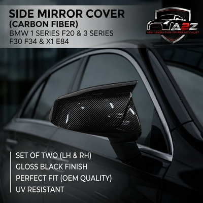 Side Mirror upper cover (Side Mirror cover) Carbon Fiber Horn Model Left 51167292745 & Right 51167292746 Compatible With BMW 1 Series F20 & 3 Series F30 F34 & X1 E84 TAG-SMC-62