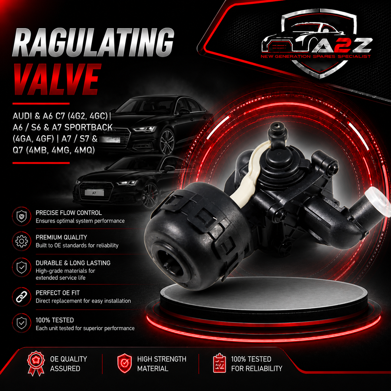 Ragulating Valve 059121737AR Compatible With AUDI & A6 C7 (4G2, 4GC) | A6 / S6 & A7 Sportback (4GA, 4GF) | A7 / S7 & Q7 (4MB, 4MG, 4MQ)