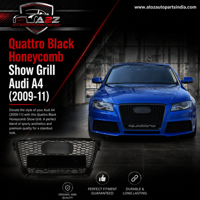 RS4 Quattro Black Honeycomb Show Grill Compatible With Audi = A4 (2009-11) Tag No.5