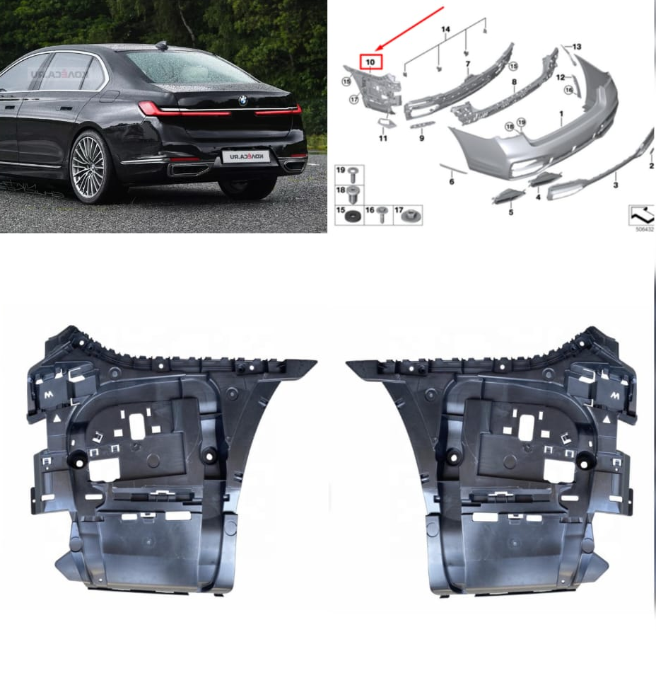 Rear Bumper Bracket Left 51128076817 & Right 51128076818 Compatible With BMW 7 SERIES G12 LCI (2020-2022) Tag No.1803