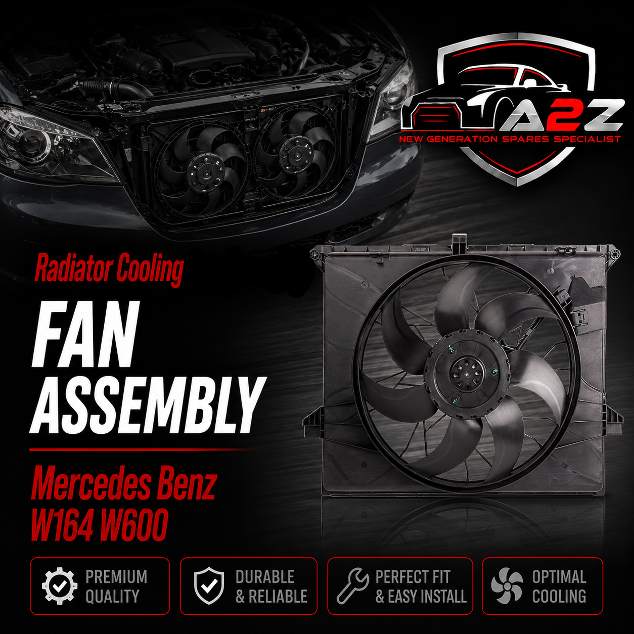Radiator Cooling Fan Assembly 1645000593 Compatible With Mercedes Benz W164 W600