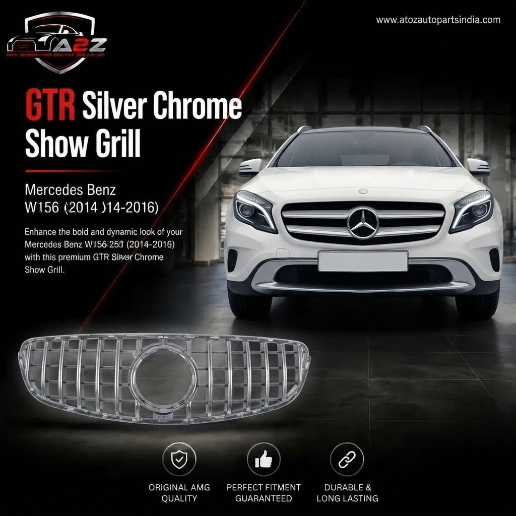 GTR Silver Chrome Show Grill Compatible With  Mercedes Benz GLA-Class W156 (2014-2016) Tag 127