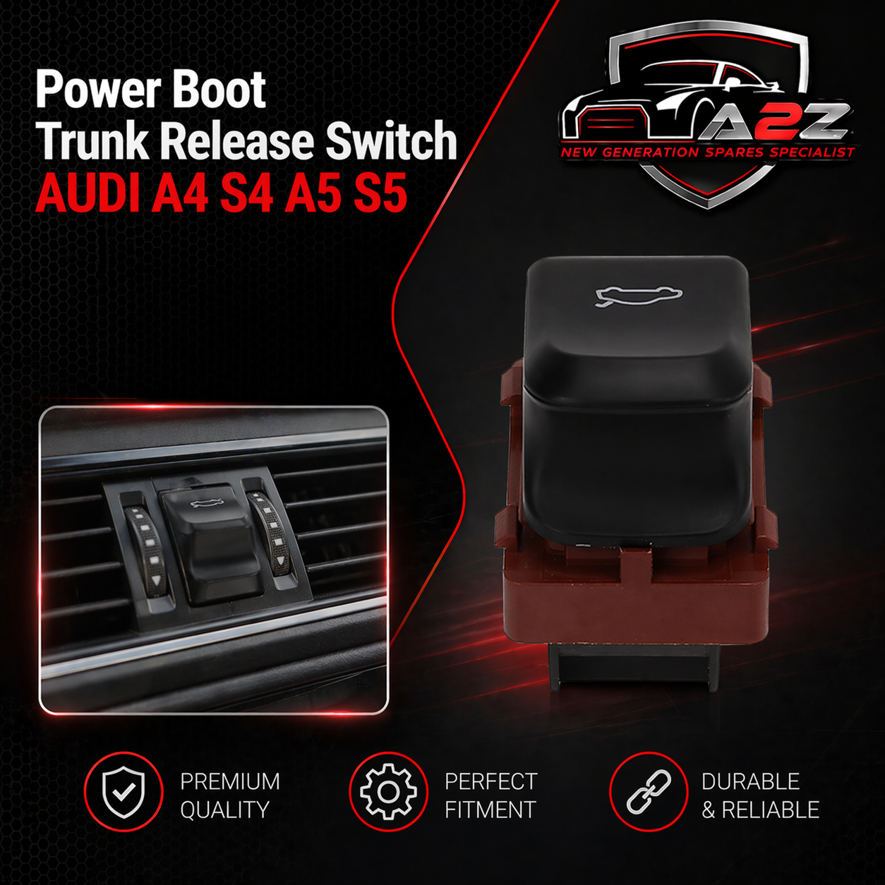 Power Boot Release Button Trunk Release Switch 8K0959831A 8KD959831 Compatible With AUDI A4 B8 (8K2) | A4 / S4 &  A5 (8T3) | A5 / S5 & Q5 (8RB) Tag No.140