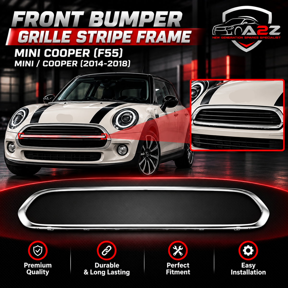 Front Bumper Grille Stripe Frame 51137300589 Compatible With MINI (F55) | MINI / COOPER (2014-2018) Tag No: 86