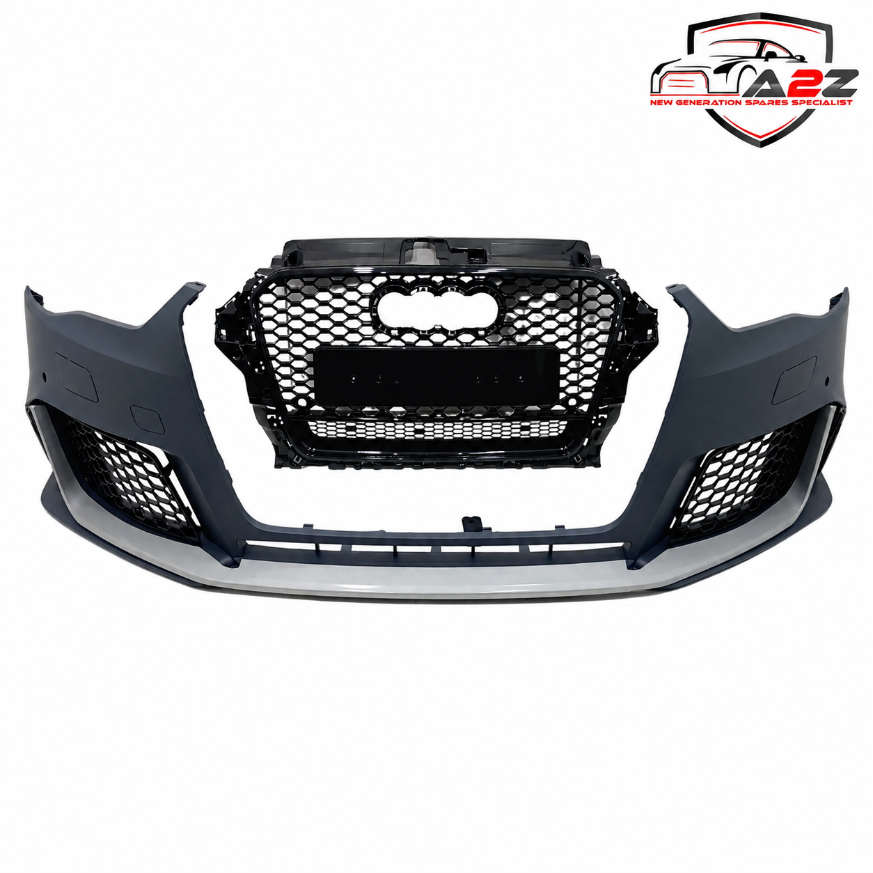 Front Bumper Bumperkit (Silver) FBK1 Compatible With Audi A3 (2014-16) Upgrade Into RS3