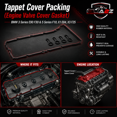 Tappet Cover Packing (Engine Valve Cover Gasket) 11128511814 Compatible With  BMW 3 Series E90 F30 & 5 Series F10, X1 E84, X3 F25 Tag-TC-07