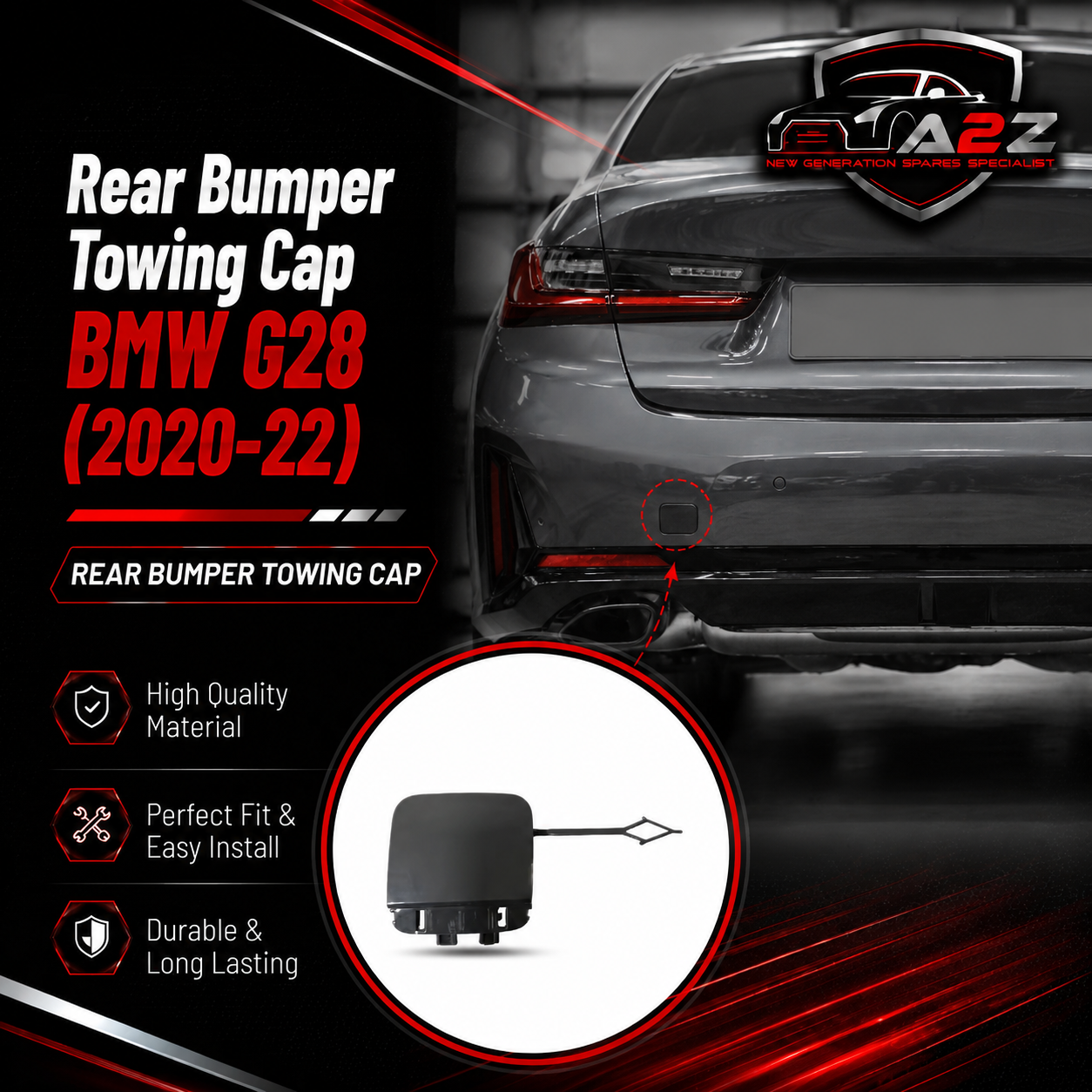 Rear Bumper Towing Cap 51129448791 Compatible With BMW G28 (2020-22)
