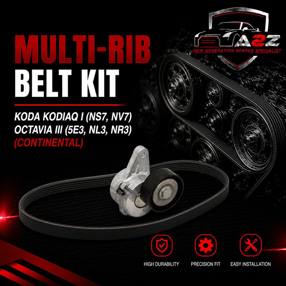 Multi Rib Belt Kit 6PK1026K1 Compatible With SKODA KODIAQ I (NS7, NV7) OCTAVIA III (5E3, NL3, NR3) (CONTINENTAL)