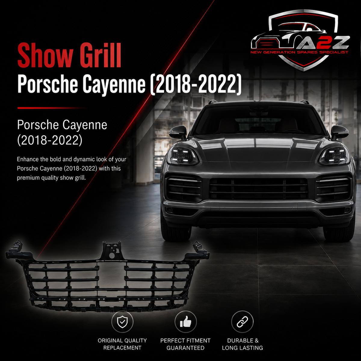 Show Grill  9Y0807683 Compatible With Porsche Cayenne (2018-2022) Tag No.1
