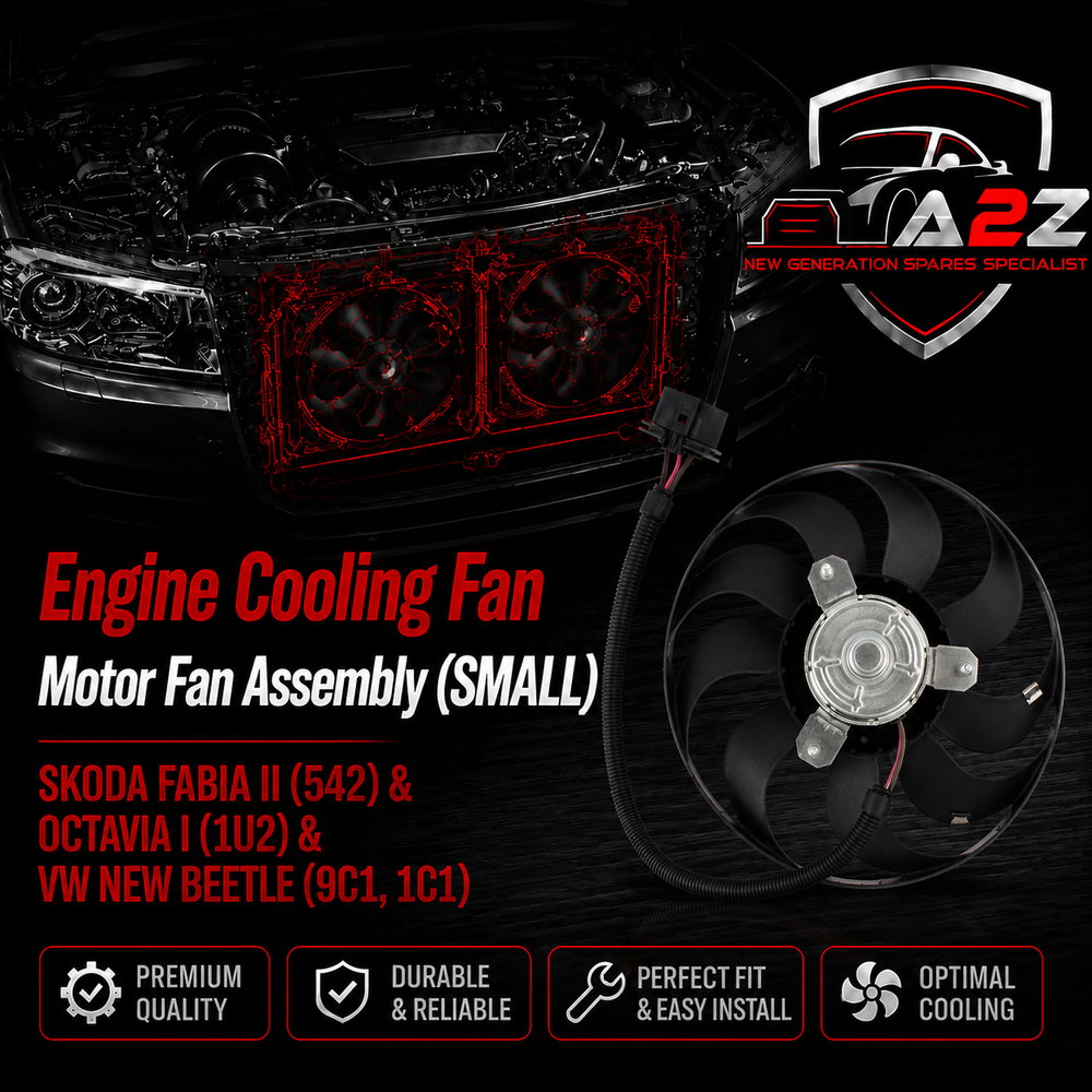 Engine Cooling Fan Motor Fan Assembly (Small) 6QD959455C Compatible With SKODA FABIA II (542) & OCTAVIA I (1U2) & VW NEW BEETLE (9C1, 1C1)