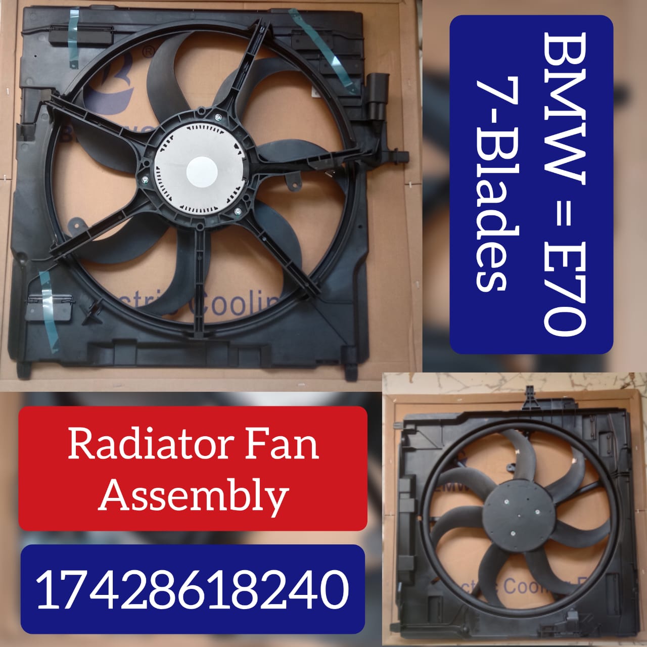Engine Radiator Cooling Fan Assembly (7 Blades) 17428618240 17427598740 17427533558Compatible With BMW X5 (E70)