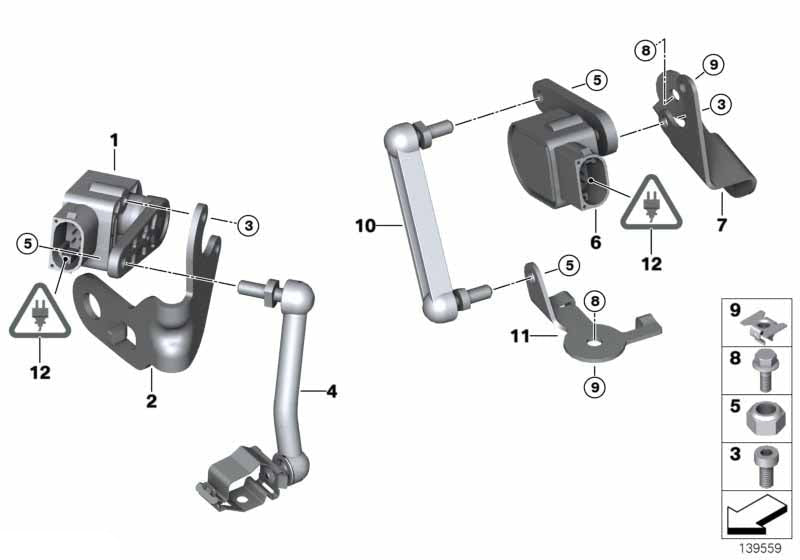 Headlight Level Sensor 37146853753 Compatible With BMW 3 Series E90 & 5 Series E60 & X1 E84 & X5 E70 & X6 E71, E72 & Z4 Roadster E89