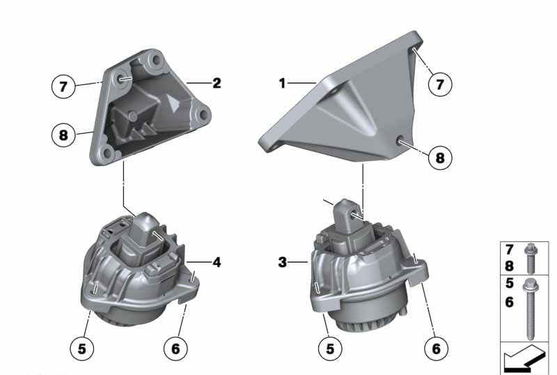 Front Engine Mount With Vaccum Set Compatible With BMW 5 Series F10/520D & 6 Coupe F13 & 6 Gran Coupe F06 Engine Mount Left 22117935141 & Right  22117935142