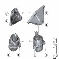 Front Engine Mount With Vaccum Set Compatible With BMW 5 Series F10/520D & 6 Coupe F13 & 6 Gran Coupe F06 Engine Mount Left 22117935141 & Right  22117935142
