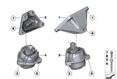 Front Engine Mount With Vaccum Set Compatible With BMW 5 Series F10/520D & 6 Coupe F13 & 6 Gran Coupe F06 Engine Mount Left 22117935141 & Right  22117935142