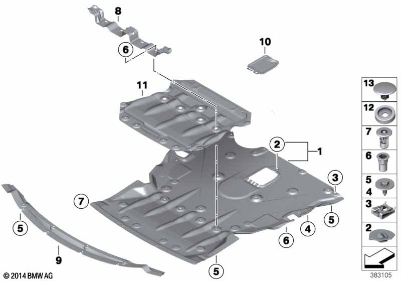 Engine Splash Shield 51757241772 Compatible With BMW For Series 1 2 3 F20 F21 F22 F30 F31 F32 F34 F35 (2012-19)
