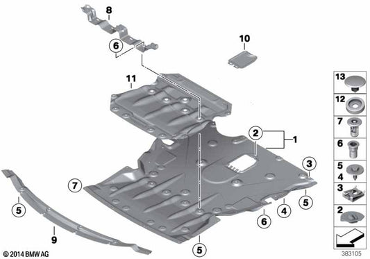 Engine Splash Shield 51757241772 Compatible With BMW For Series 1 2 3 F20 F21 F22 F30 F31 F32 F34 F35 (2012-19)