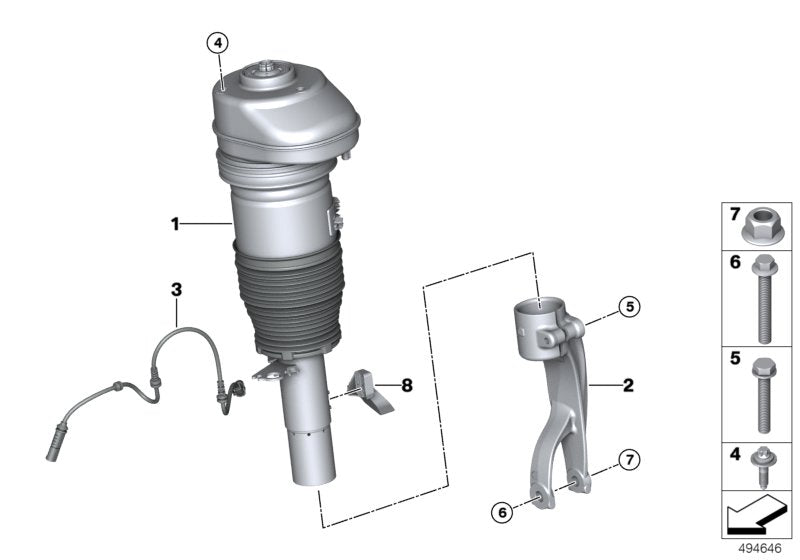 Front Left  Air Suspension Shock Absorber Strut 37106869035 37106869029 37106869031 37106892425 Compatible With BMW BMW X5 G05 & X6 G06 & X7 G07