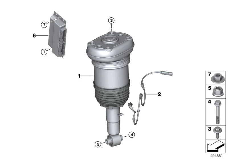 Rear Left Air Suspension  Shock Absorber Strut 37106869047 Compatible With BMW X5 G05 & X6 G06 & X7 G07