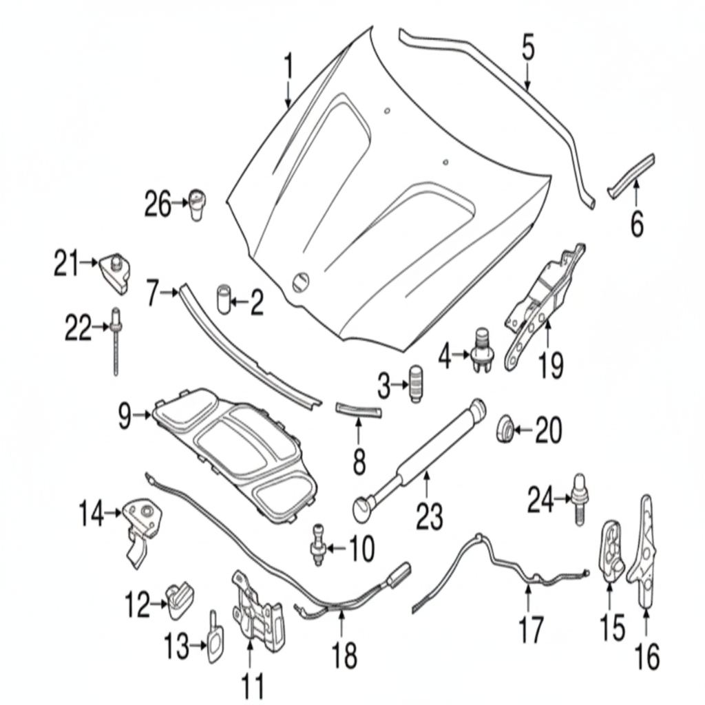 Front Hood Release Control Cable 51237218568 Compatible With BMW X3 X4 (2011-17)