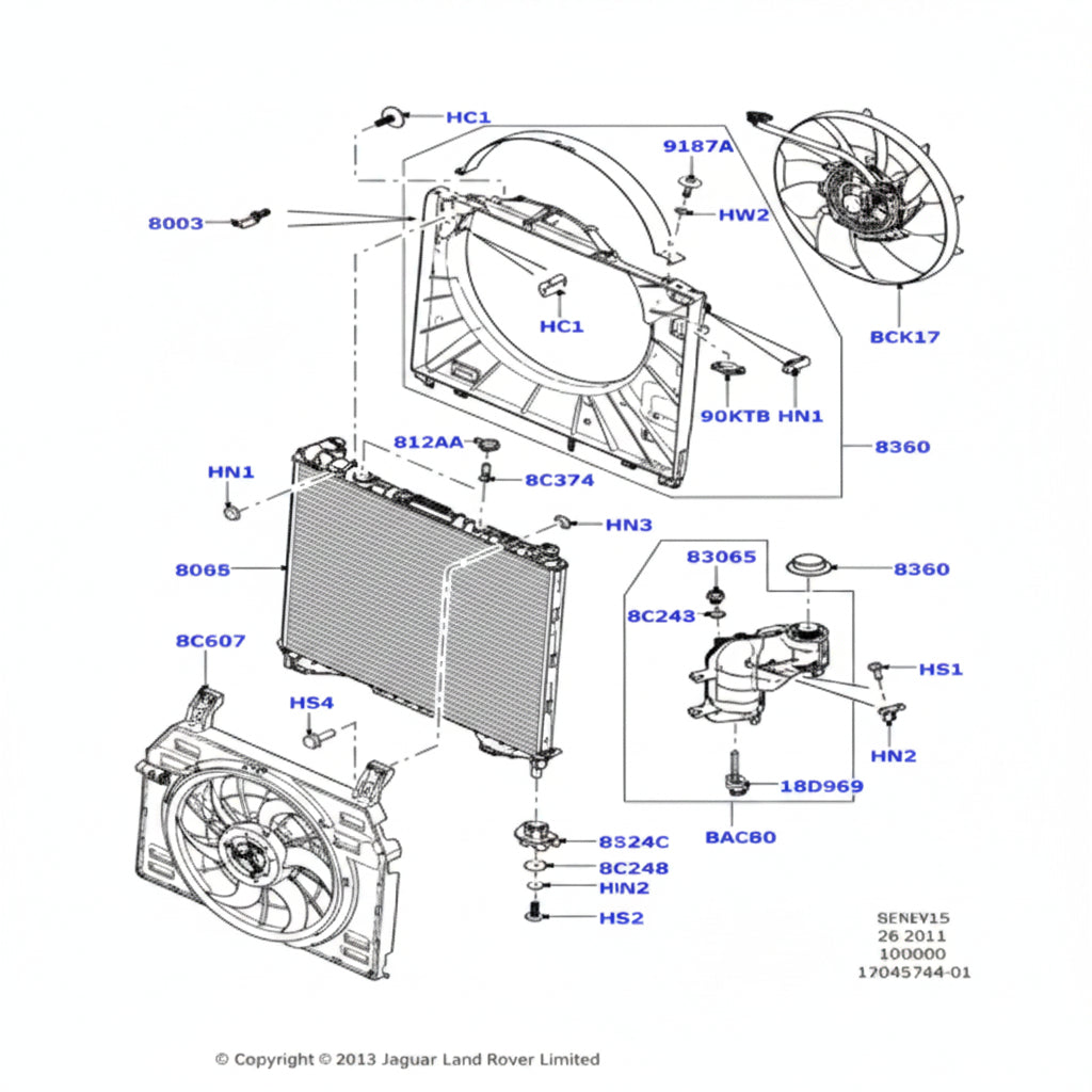 Fan Frame LR081688 LR125203 LR146883 Compatible With LAND ROVER VOGUE 2018