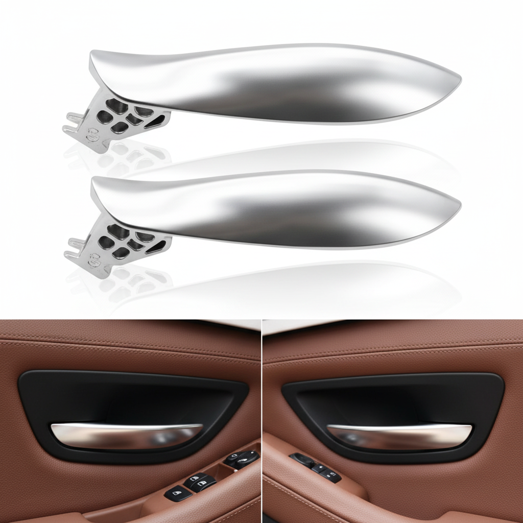 Left Right Interior Door Chromed Opening Handle Silver 51217225689  51217225690 Compatible With BMW 5 Series F10 F11 F18