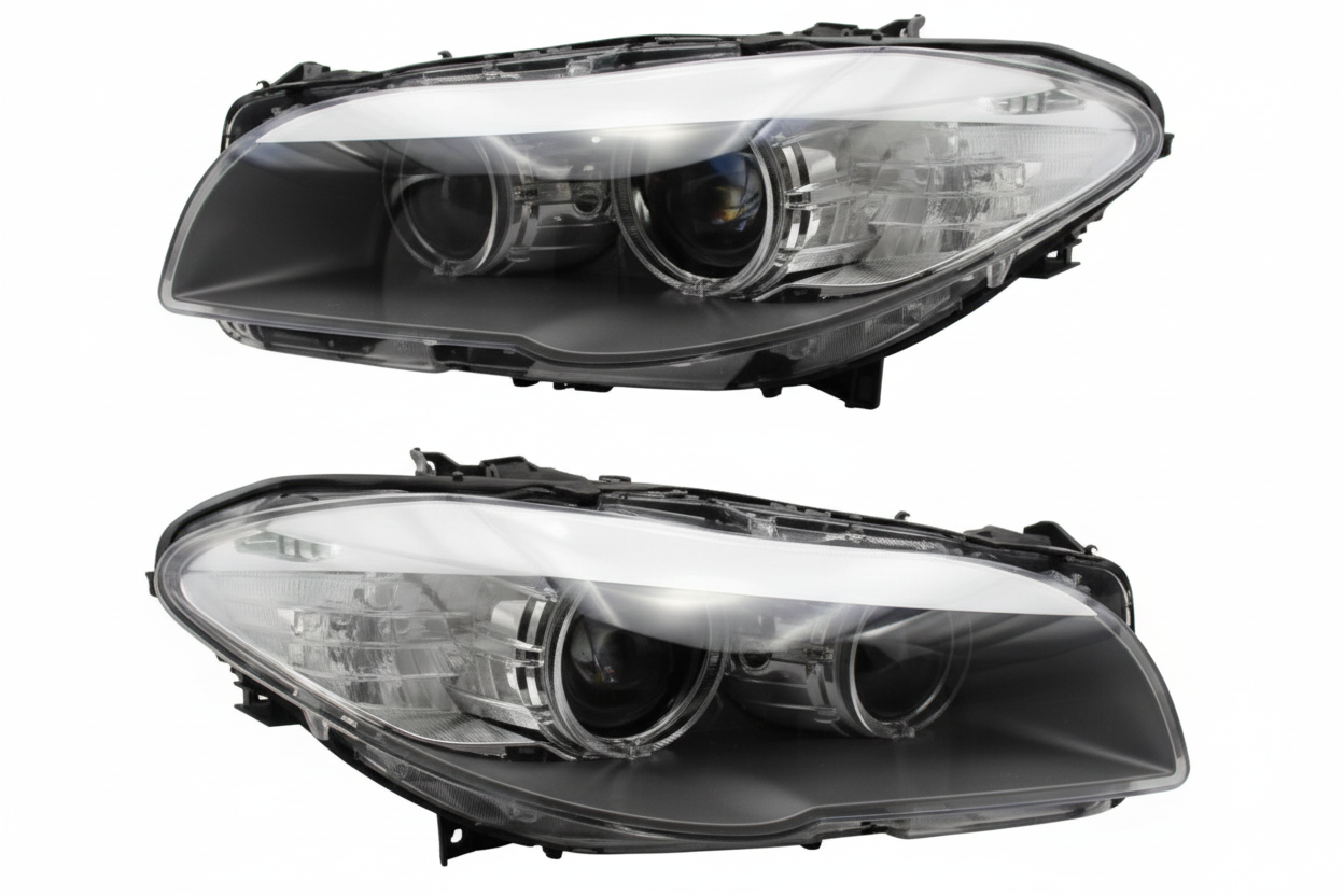 Headlight Headlamp Left 63117271911 & Right 63117271912 (Without Blaster) Compatible With BMW 5 Series (F10) (2010-2013) Xenon-Projectors Tag No.51