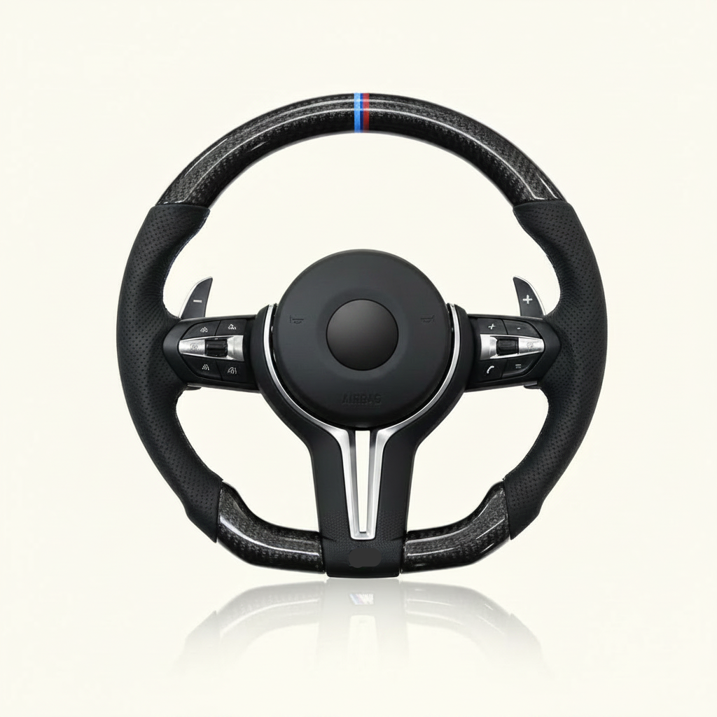Carbon Fiber Steering Wheel With Air Bag (Small Hole) Compatible with BMW 3 Series F30 & X5 & X6