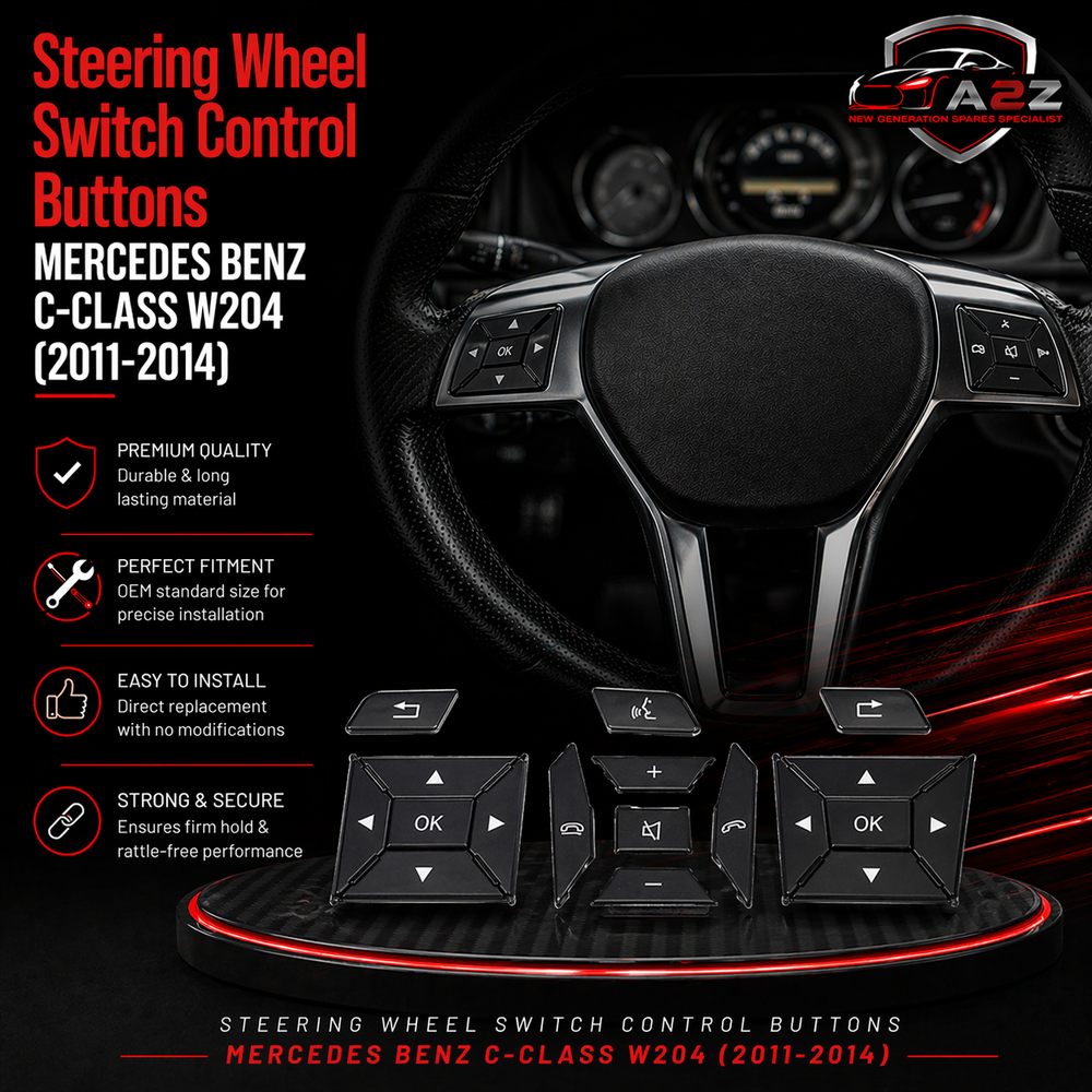 Moka-Square Steering Wheel Switch Control Buttons 2185400162-8495 & 2185400262-8495 Compatible with MERCEDES BENZ C-CLASS W204 & E-CLASS W212 & CLS C218