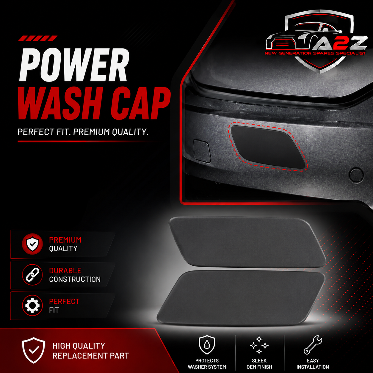 Power Wash Cap Right LR038767 Left LR038768 Compatible With LAND ROVER RANGE ROVER IV (L405)