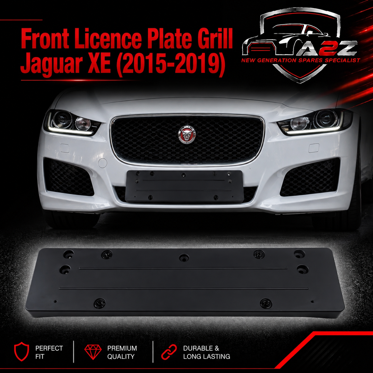 Front Licence Plate Grill T4N3030 Compatible With Jaguar XE (2015-2019) Tag No.50