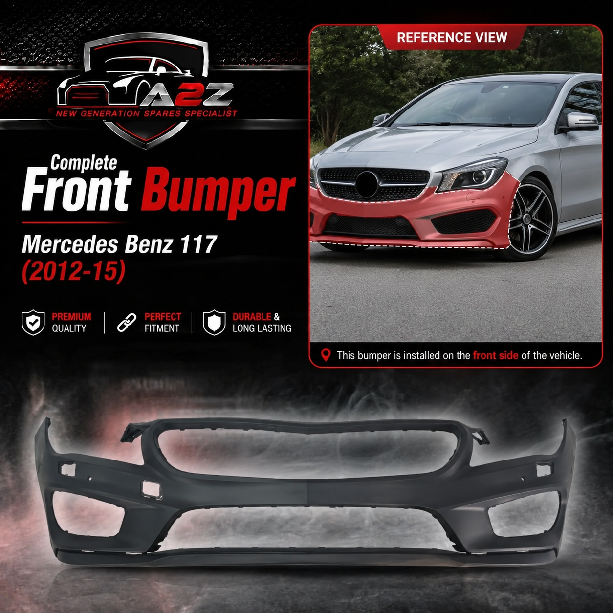 Complete Front Bumper 1178804840 Compatible With Mercedes Benz 117 (2012-15) Tag No.202