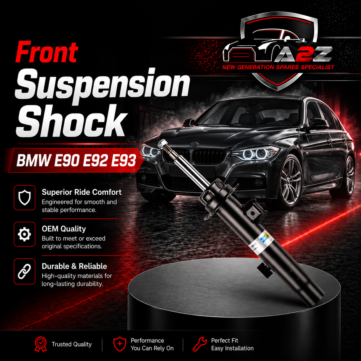 Front Suspension Shock Absorber Strut Right 31316796156 Compatible With BMW E90 E92 E93