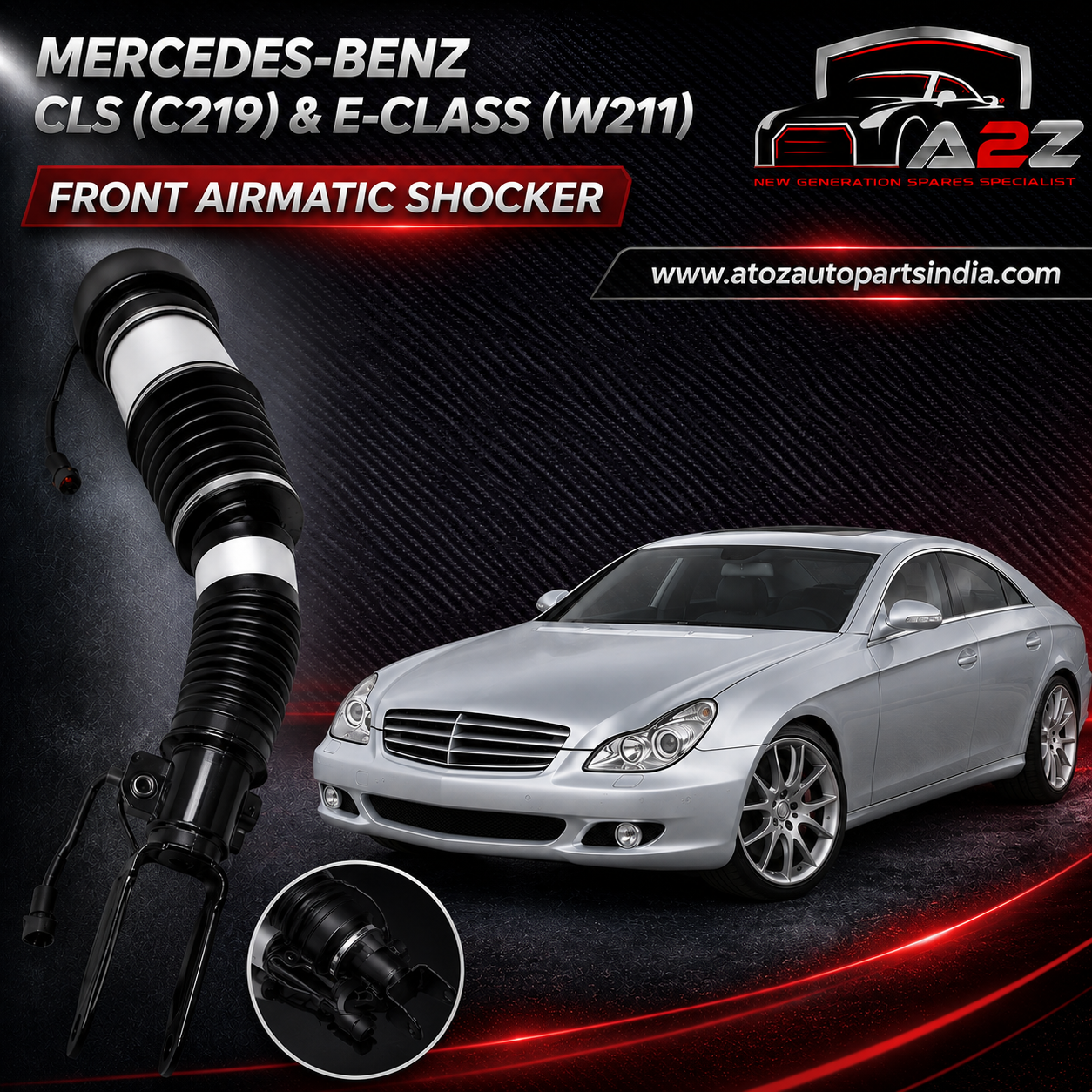 Front Air Suspension Shock Absorber Strut 2113209413 Compatible With  MERCEDES-BENZ CLS (C219) & E-CLASS (W211) Common Part Number:- A2113206213 A2113209413 A2193200413 A2193201213 A2113206013 A2113205413 2113206213 2113209413 2193200413 2193201213