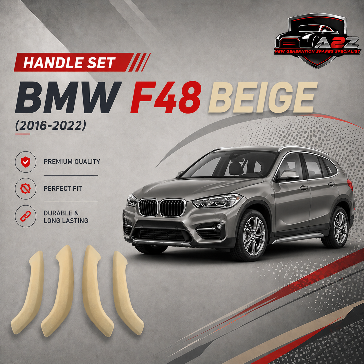 Beige Interior Door Pull Handle Set  Left 51417417511 & Right 51417417512 Compatible With BMW X1 F48
