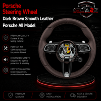 Dark Brown Smooth Leather Steering Wheel Compatible With Porsche All Models